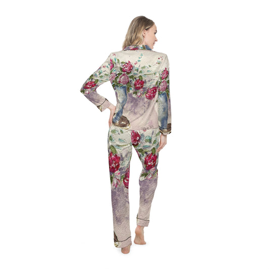 Satin Pajamas - Roses on the Foyer