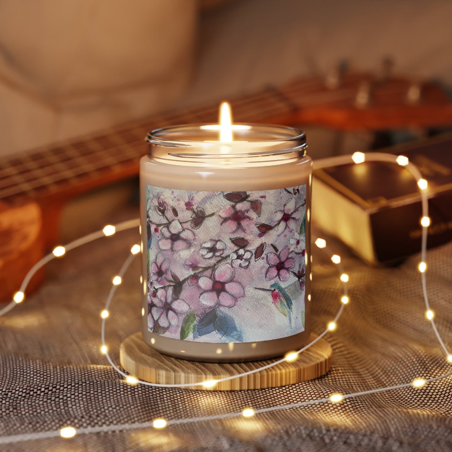 Hummingbird in Cherry Blossoms Candle