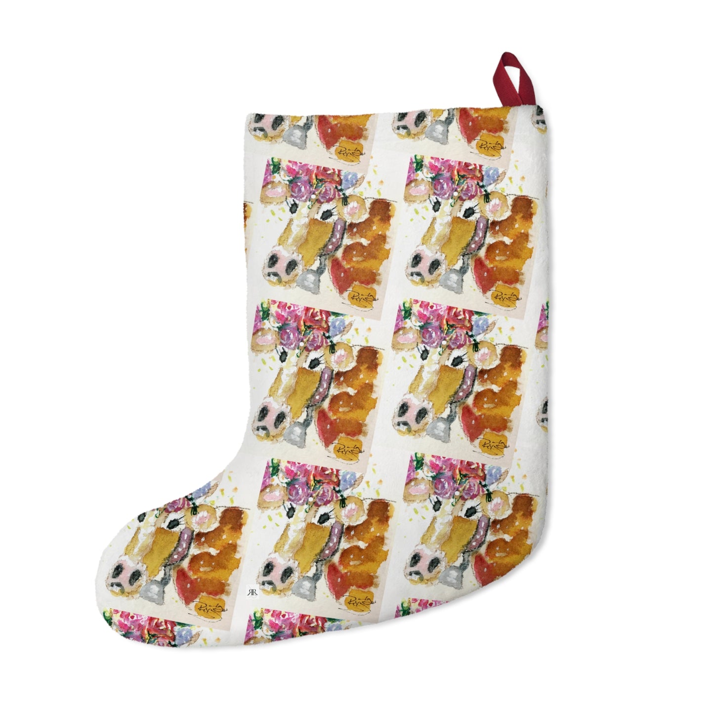 Adorable Cow with Flower Crown Cow Print Christmas Stocking