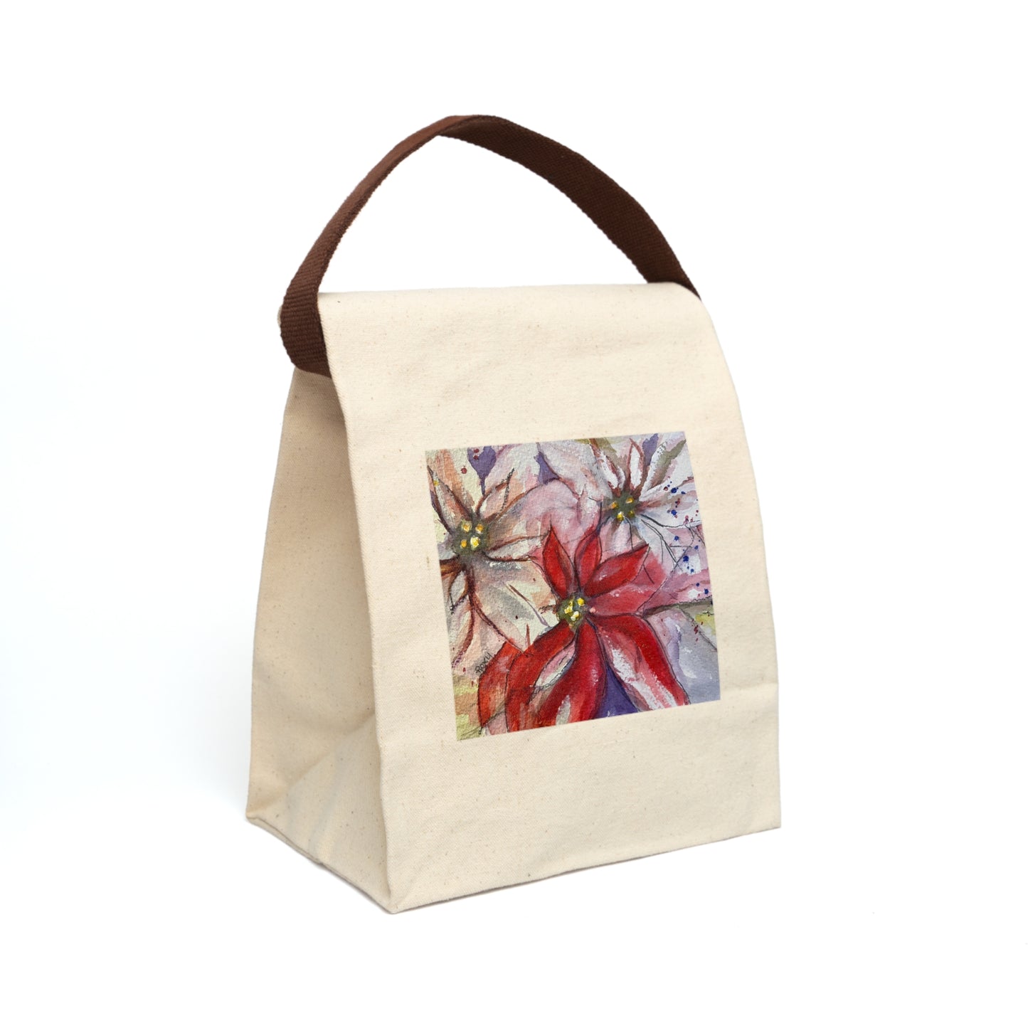 Poinsettias Canvas Lunch Bag With Strap