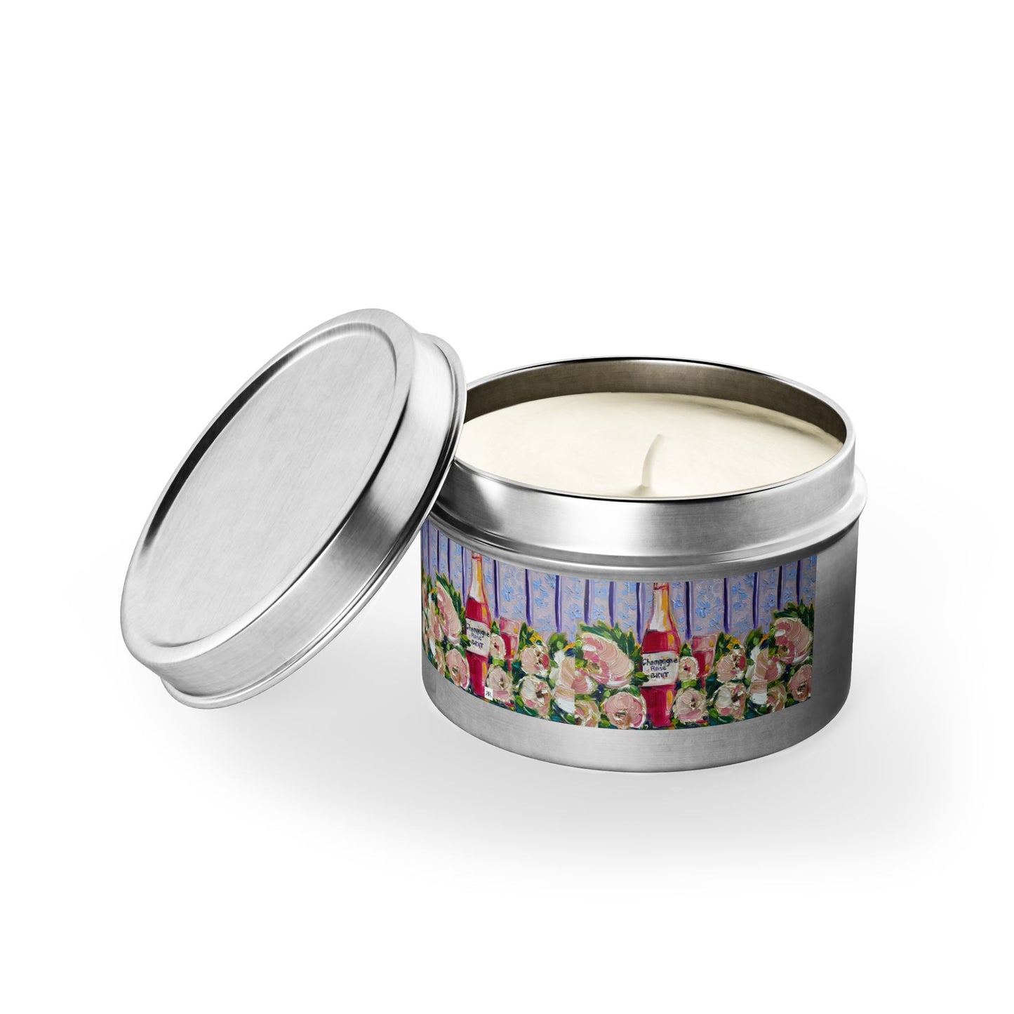 Tin Candle-Pink Champagne and Peonies