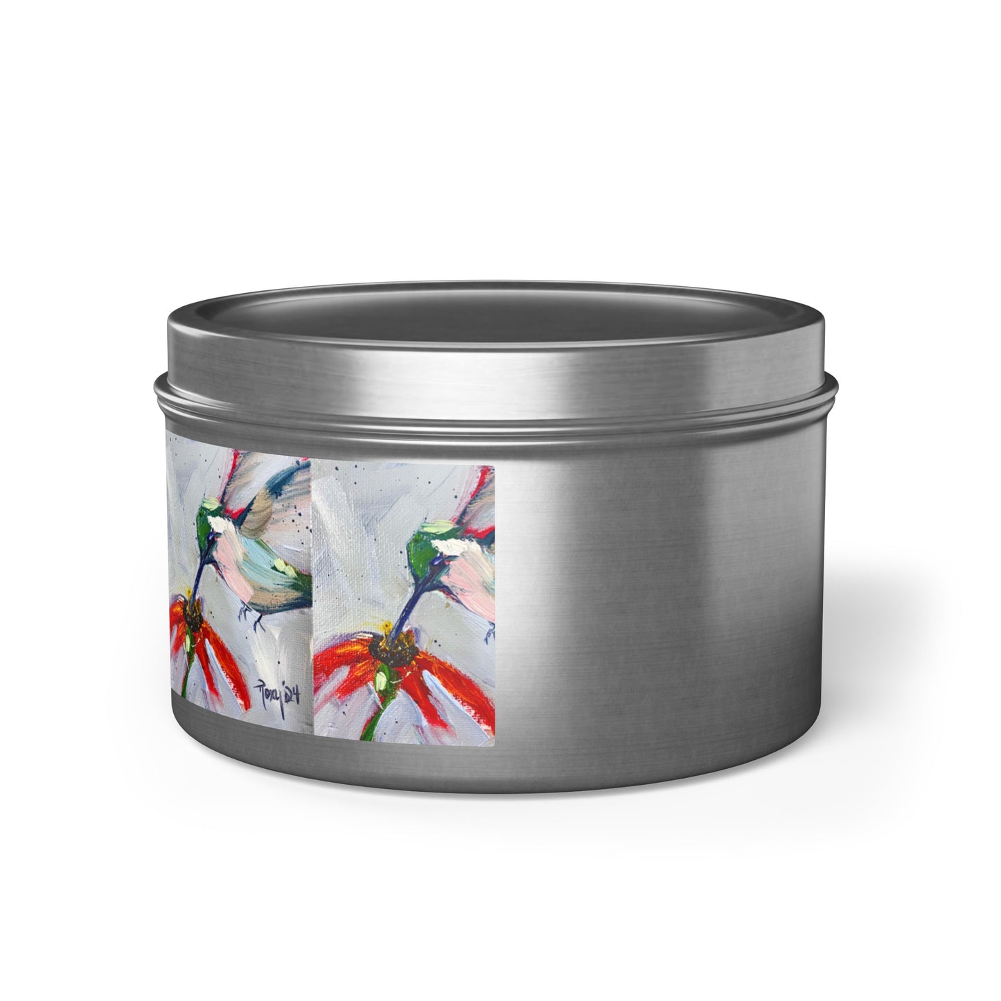 Hummingbird at a Cone Flower Tin Candle