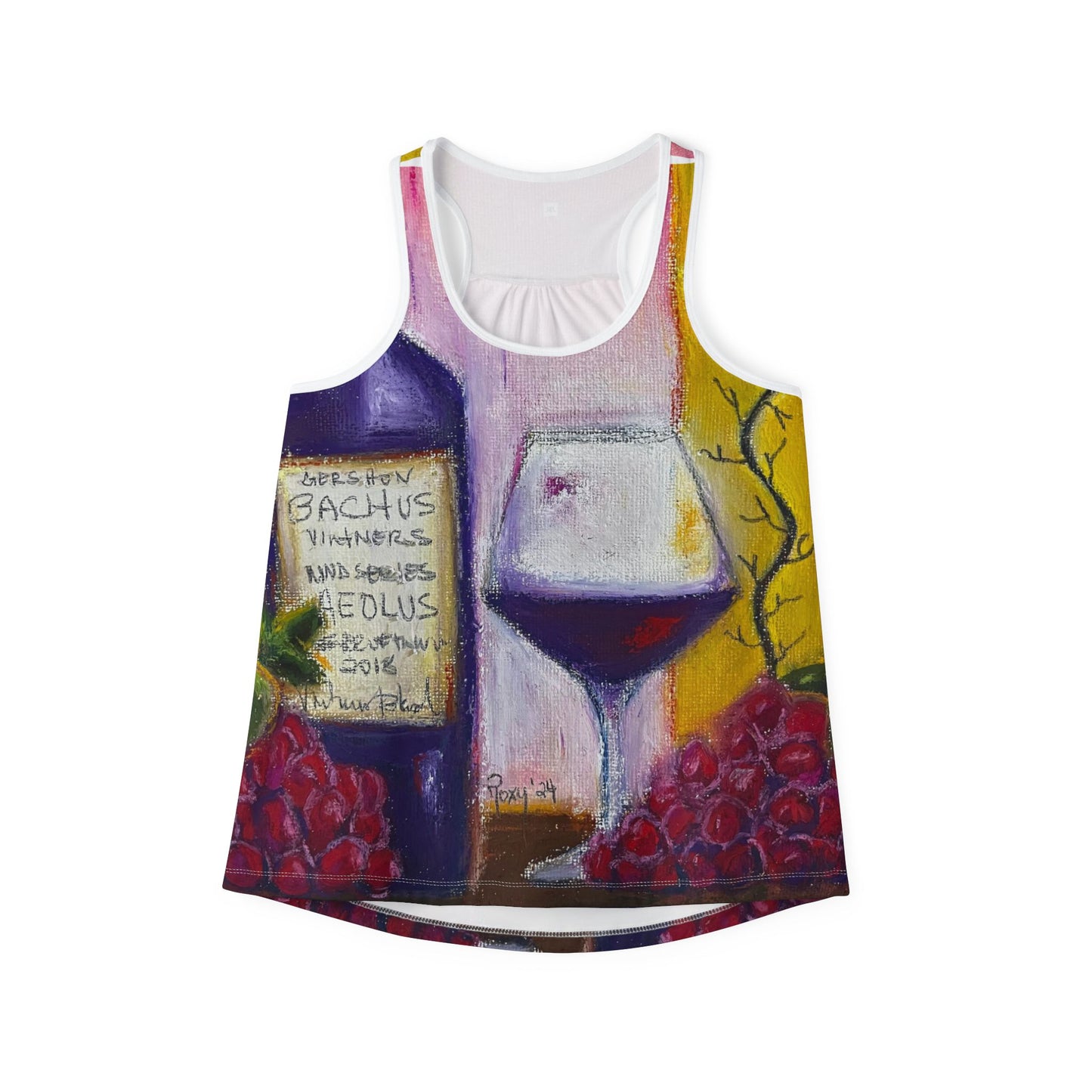 Women's Racerback Tank Top-Aeolus-GBV Wine and Clique Glass