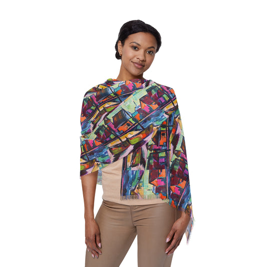 Colorful Scarf — Artistic Lightweight Neck Wrap- Boardwalk Boats