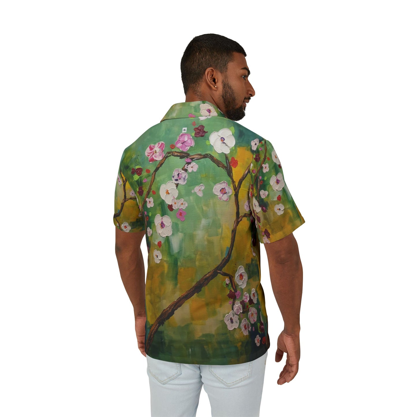 Men's Hawaiian Camp Shirt (AOP)-Abstract Cherry Blossoms