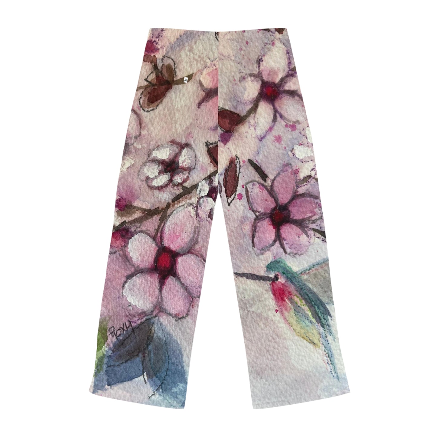 Pajama Pants - Hummingbird in Cherry Blossoms- Women's Pajama Pants