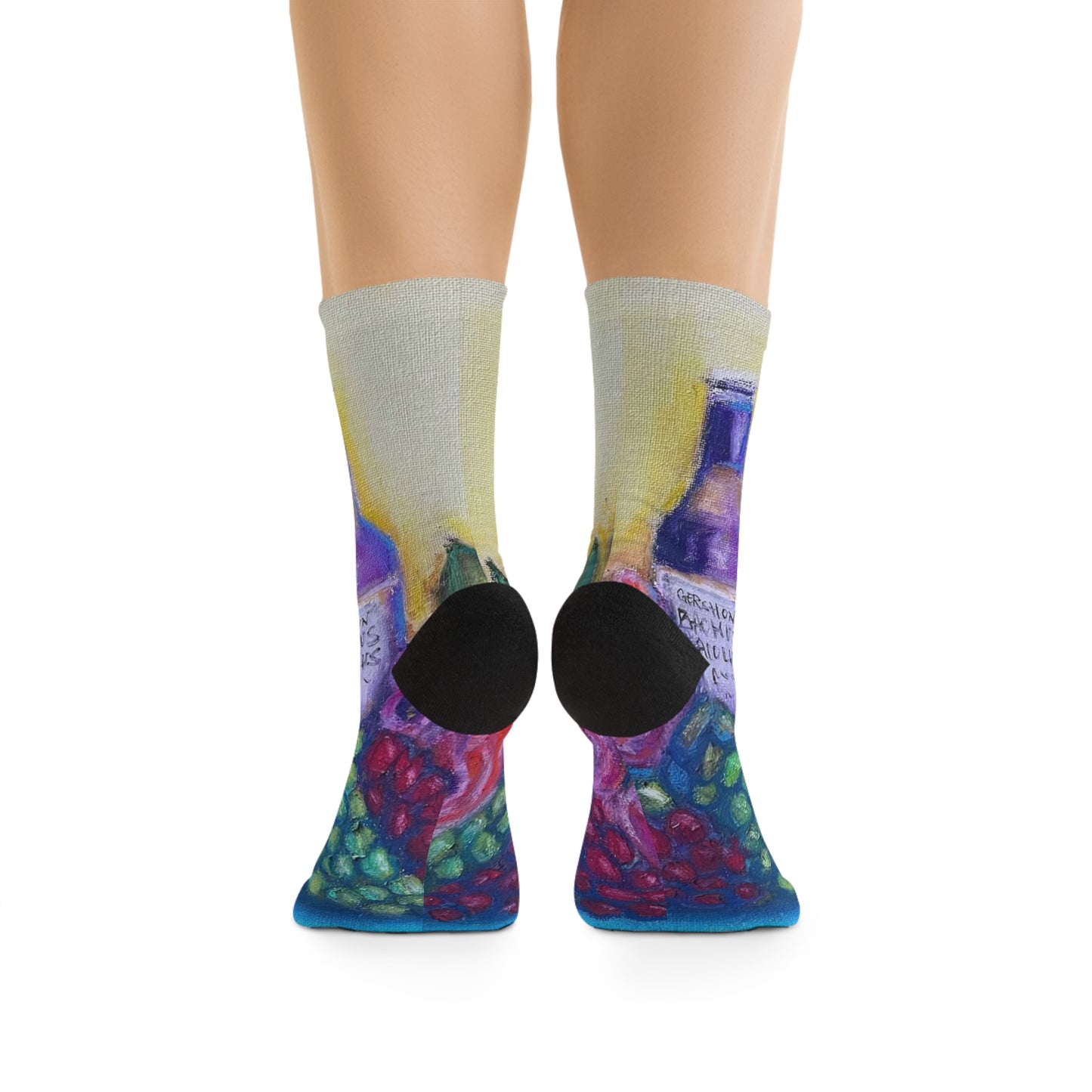 GBV Wine and Roses Large Print Black Socks