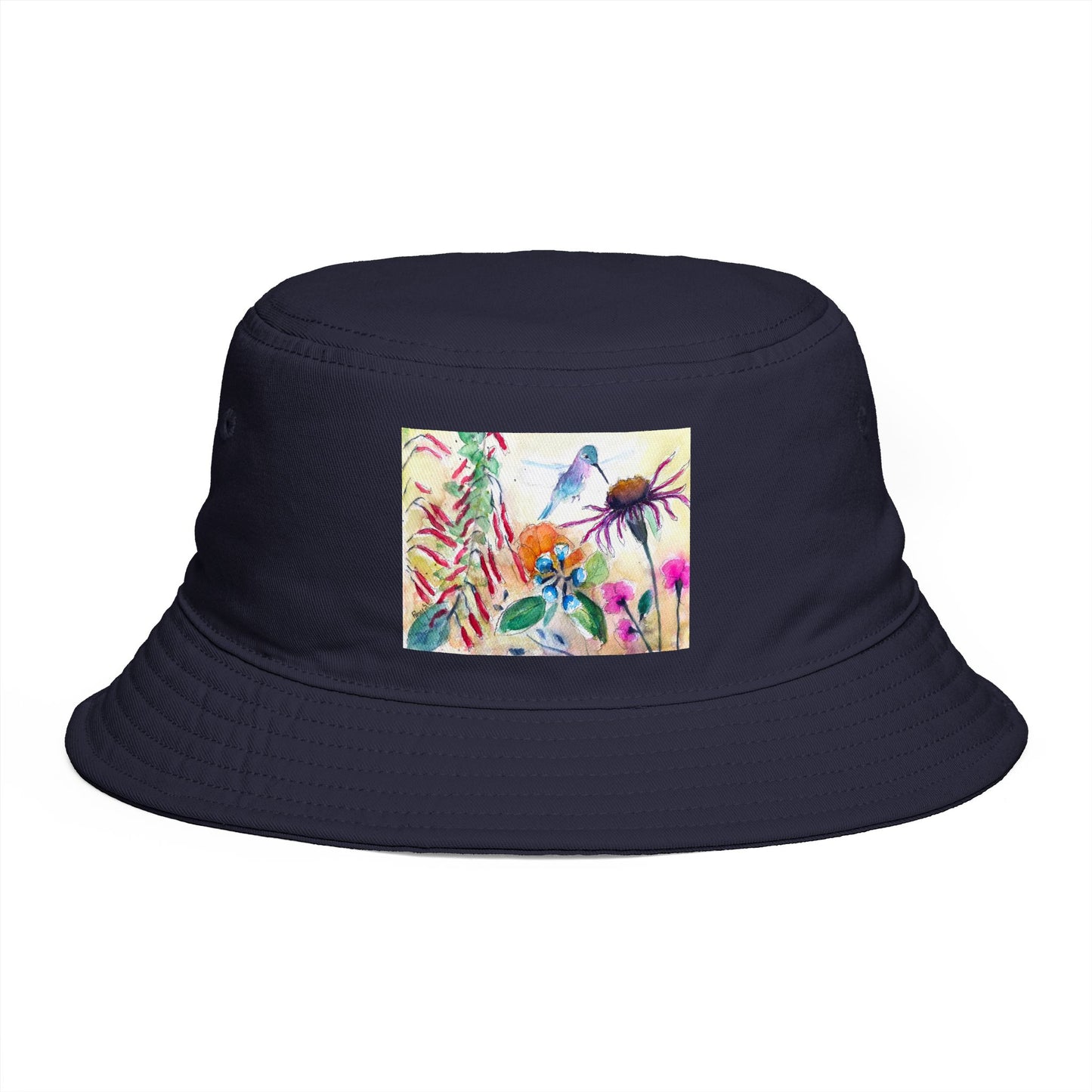 Roxy Rich Fine Art -Hummingbird Garden - Stylish Durable Bucket Hat
