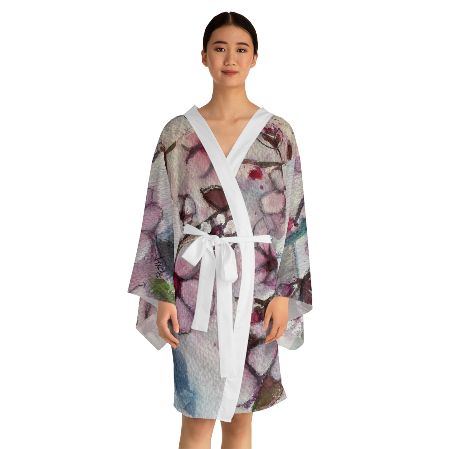 Kimono Robe - Beautiful Hummingbird in Cherry Blossoms