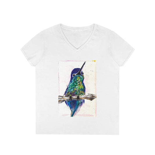 Adorable Buff-Bellied Hummingbird Ladies' V-Neck T-Shirt