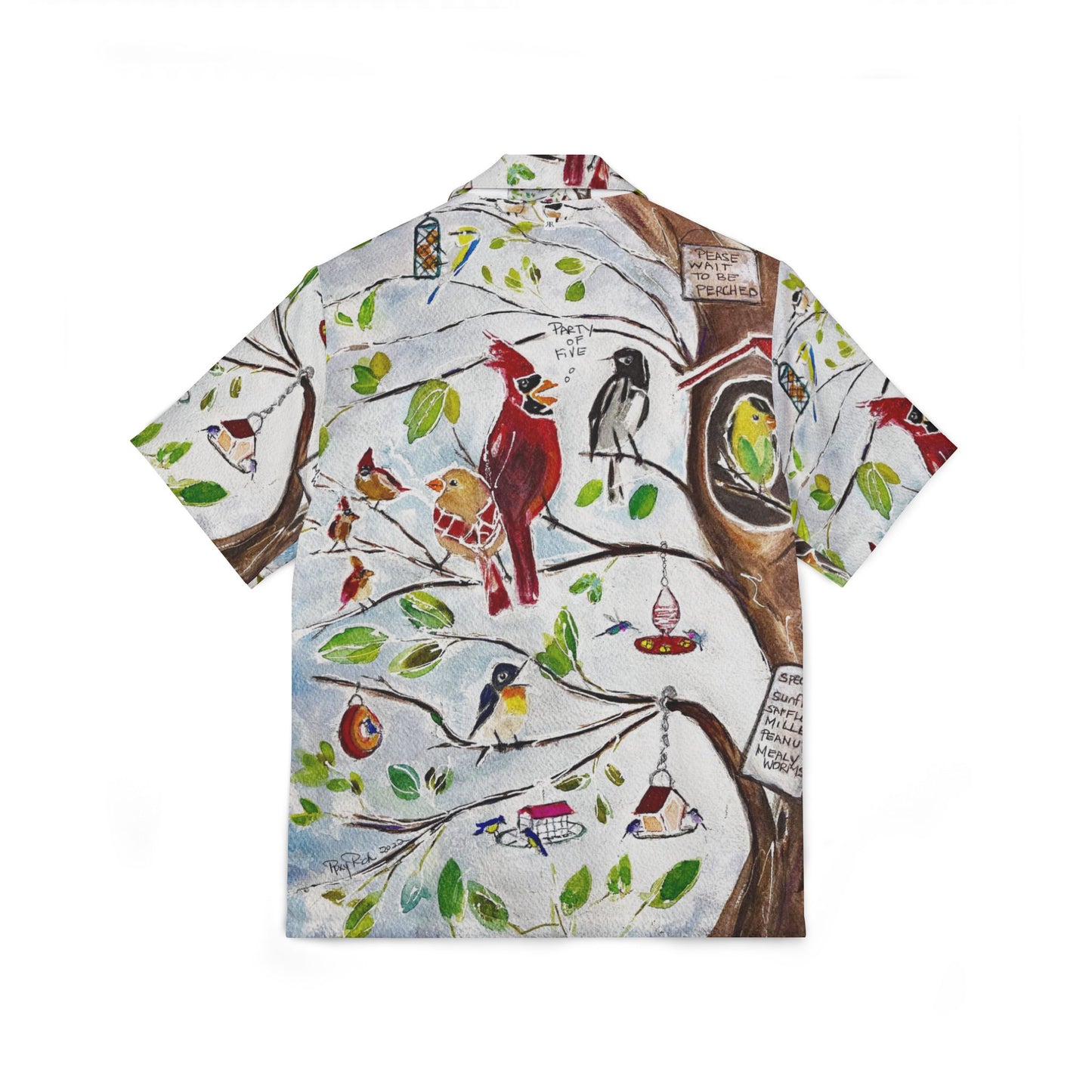 Men's Hawaiian Camp Shirt -Party of Five-Cardinals at Bird Restaurant