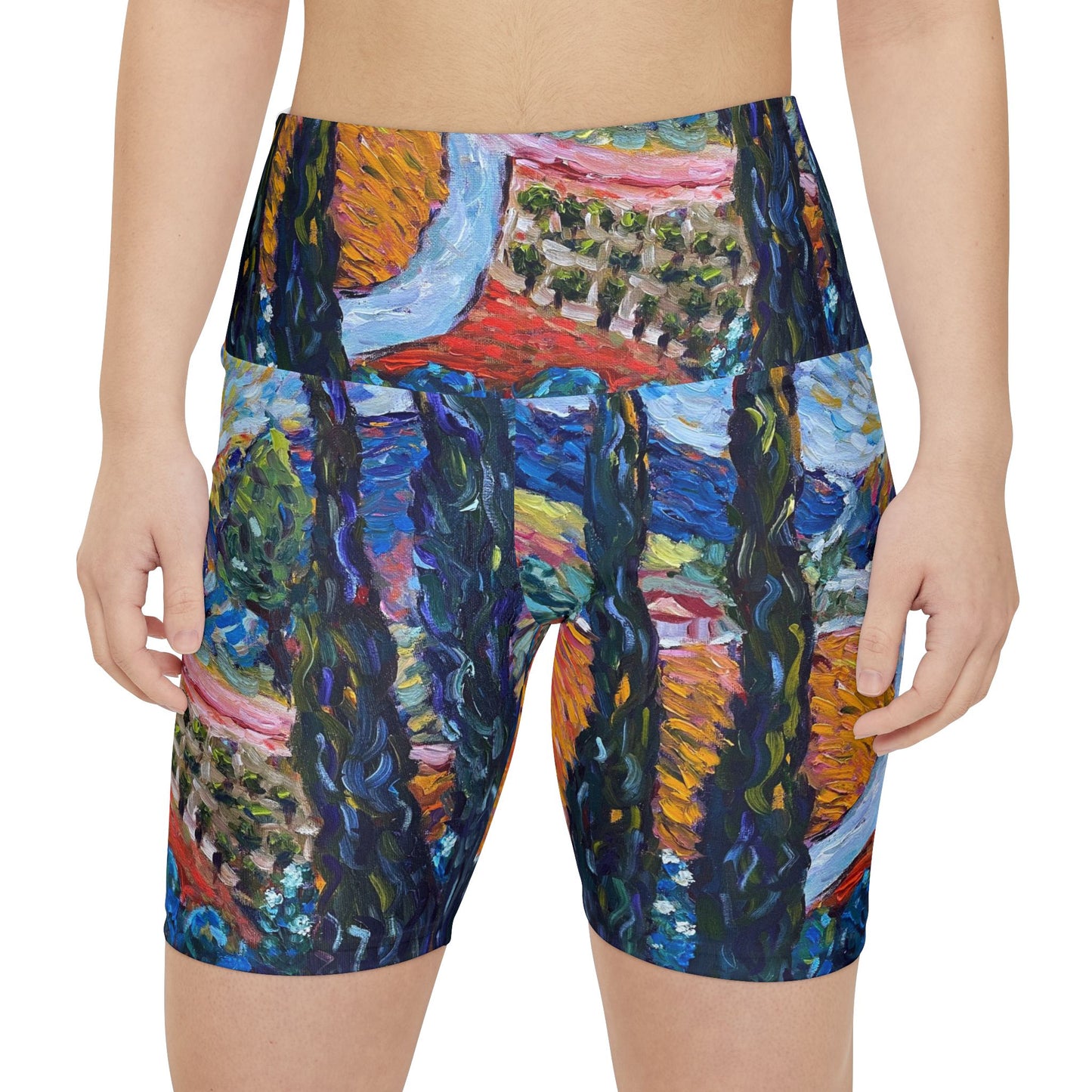 Women's Workout Shorts - Sunny Cypresses-Robert Renzoni