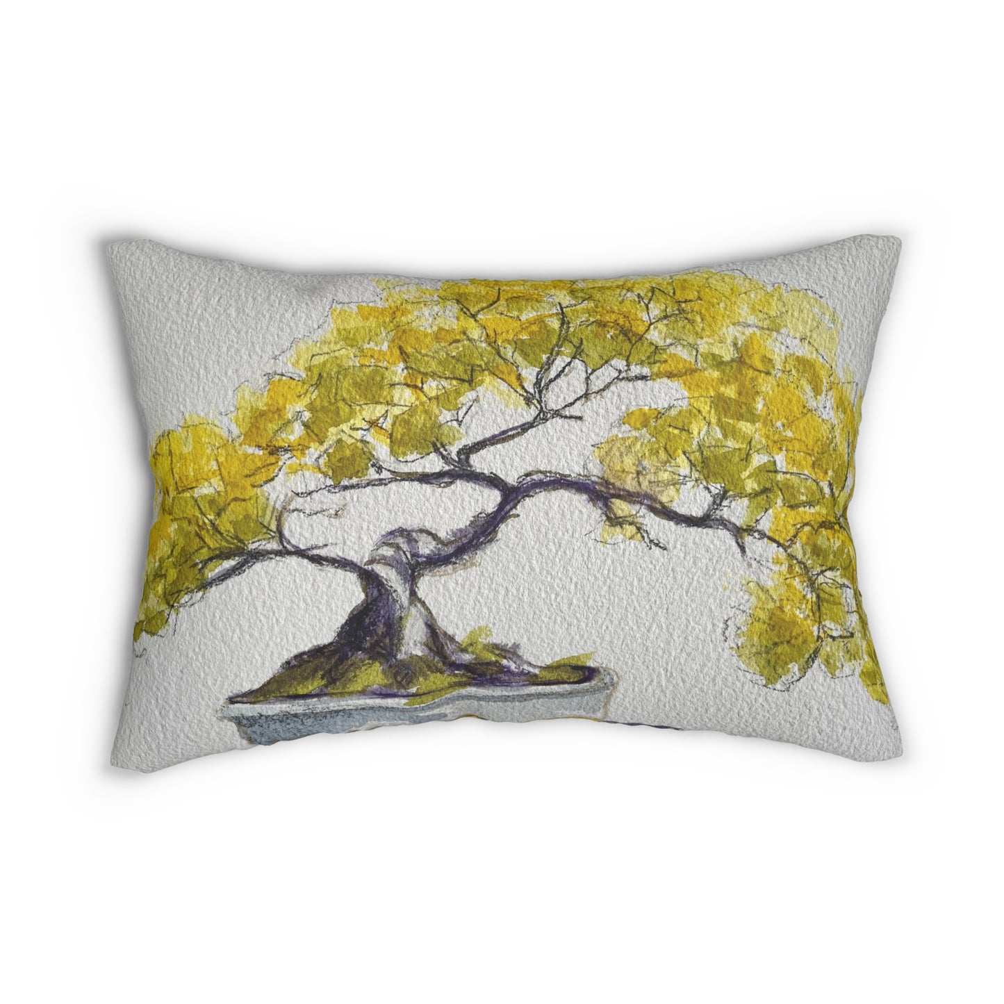 Yellow Bonsai Lumbar Pillow