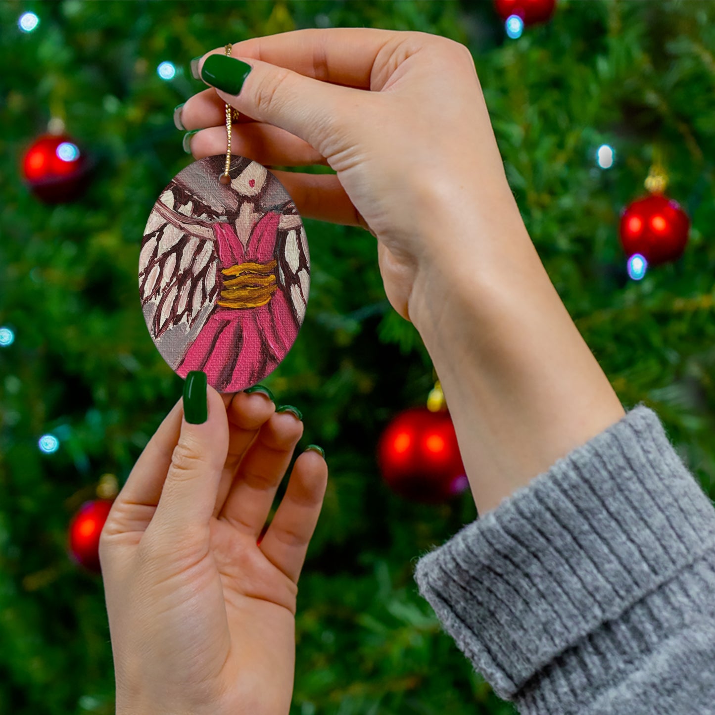 Pink Angel Ceramic Ornament