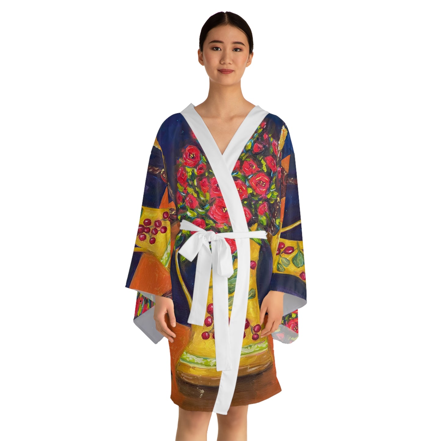 Kimono Robe-Candlelit Corals — Romantic  Gift for Her