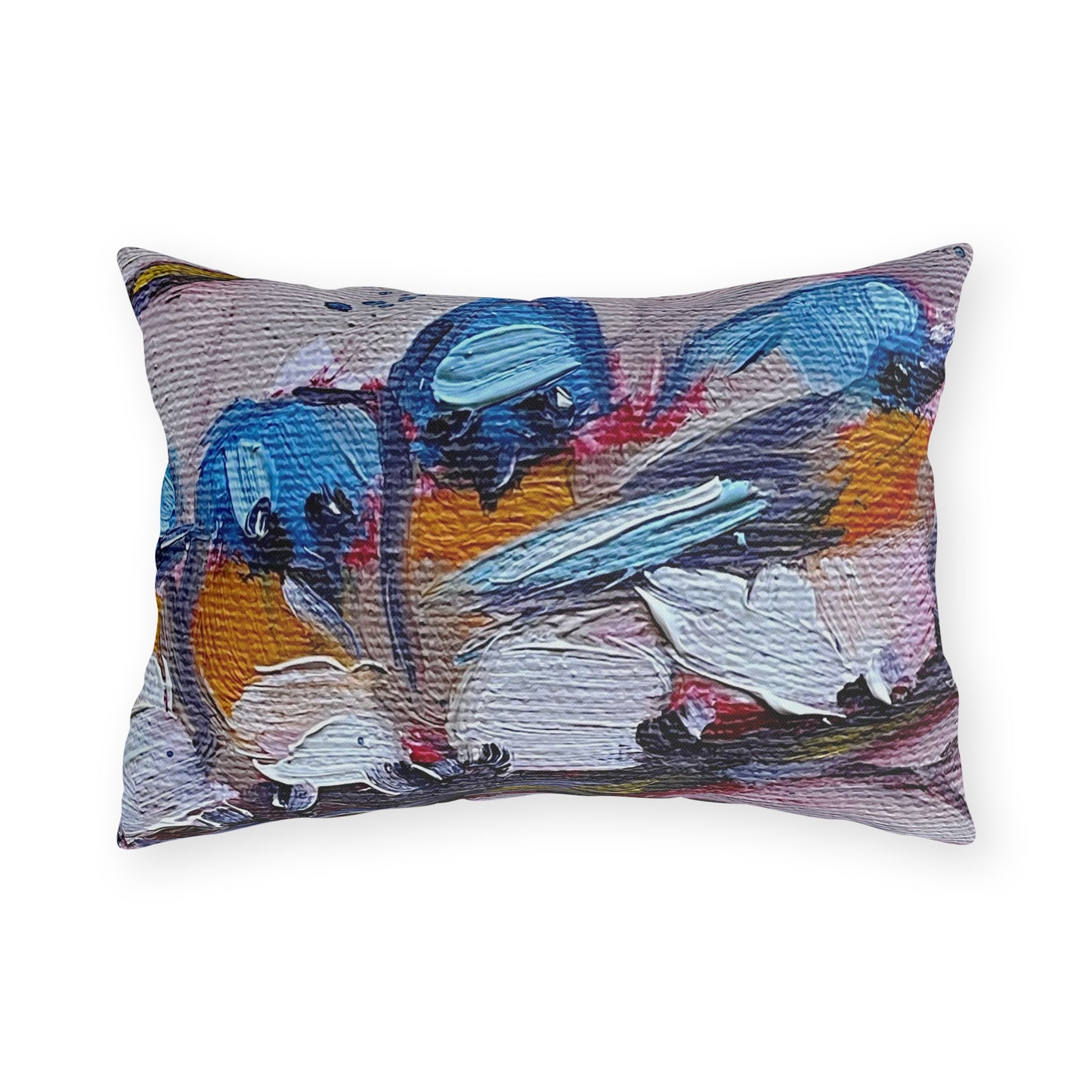 Cuddling Bluebirds Outdoor Pillows