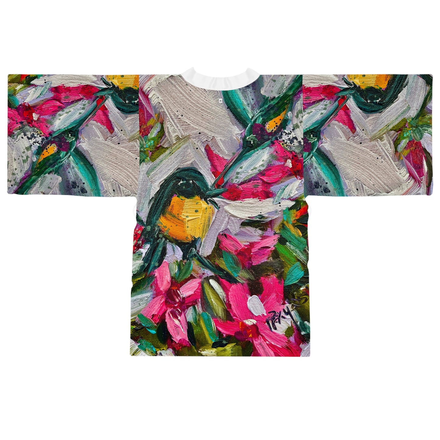 Kimono Robe - Colorful Encounter Goldfinch in Oleander