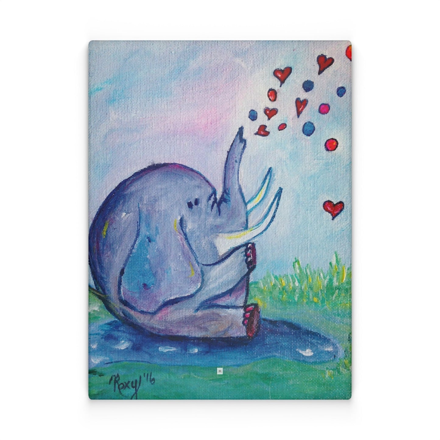 Whimsical Elephant blowing Heart Bubbles Glass Cutting Board