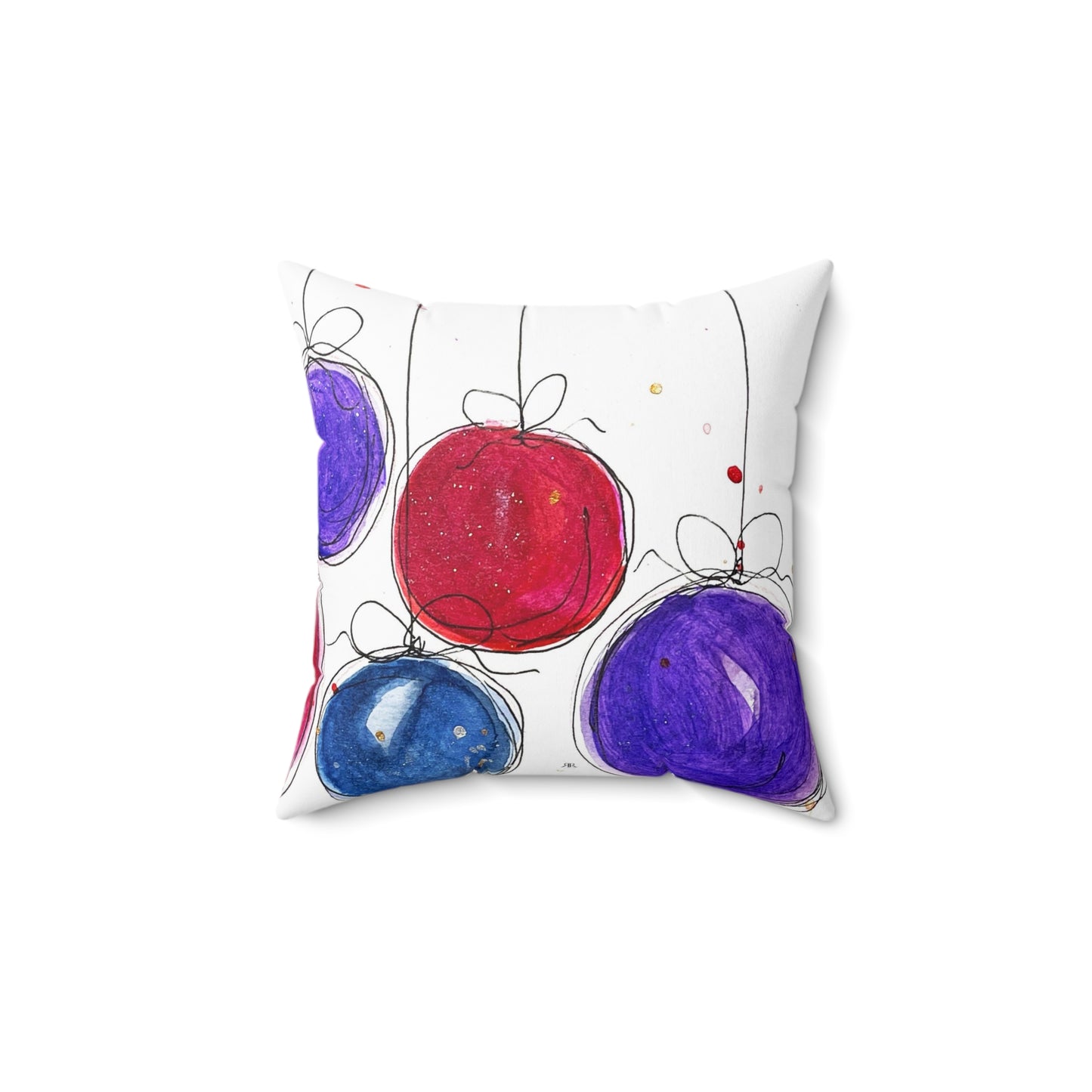 Christmas Baubles Indoor Spun Polyester Square Pillow