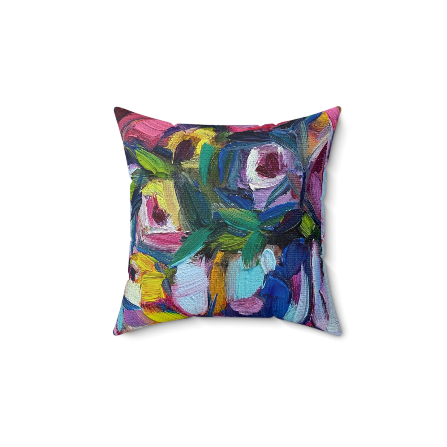 Abstract Roses and Warbler Color Blast Indoor Spun Polyester Square Pillow