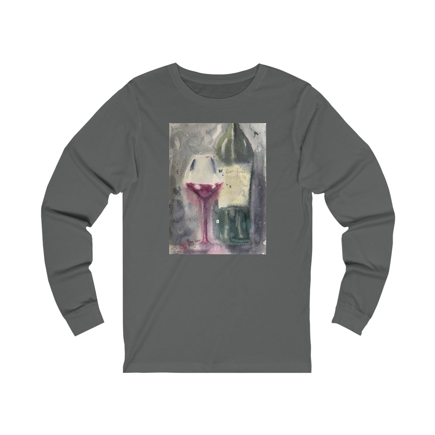 GBV Wine Bottle and Glass Unisex Jersey Long Sleeve Tee