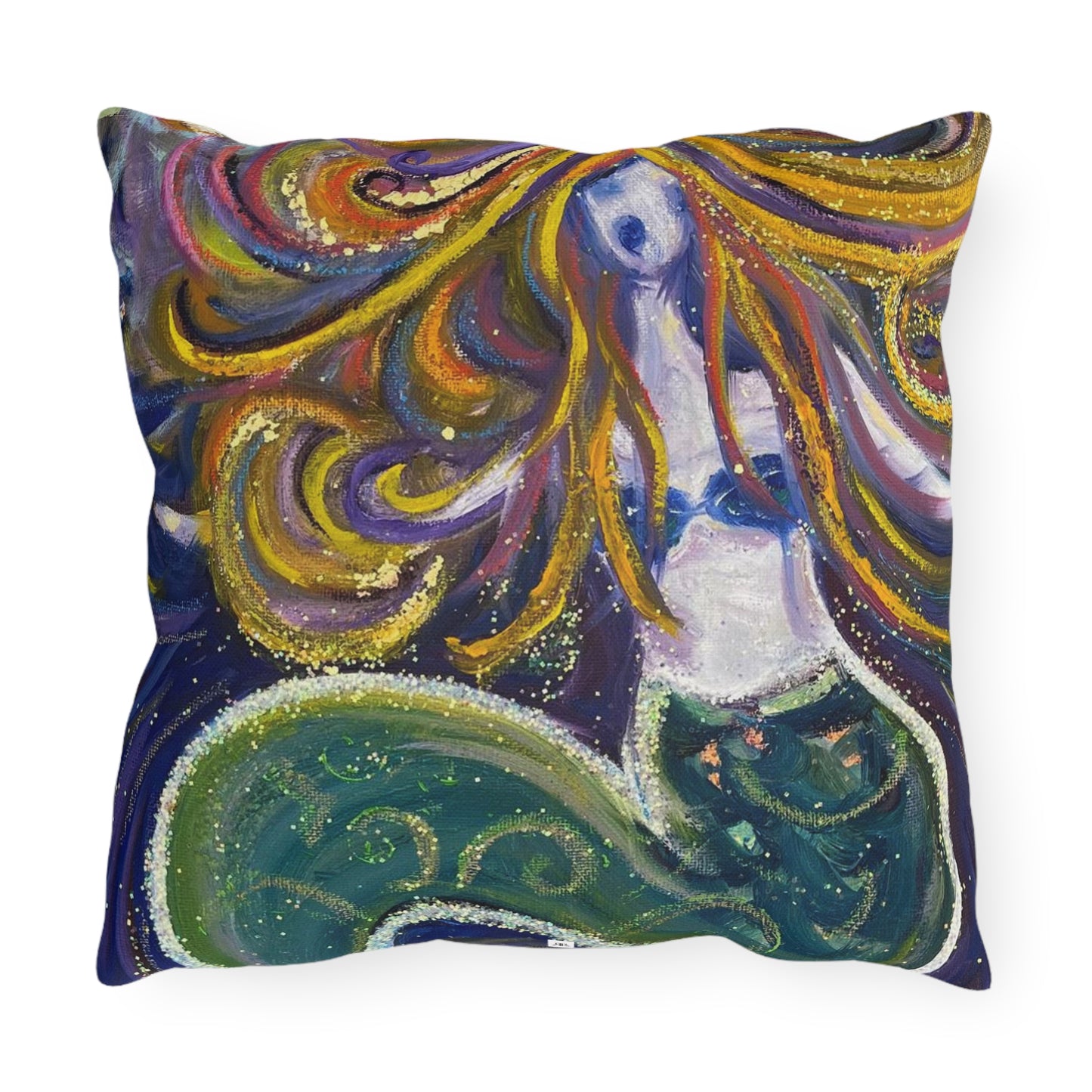 Screaming Siren (Mermaild) Outdoor Pillows