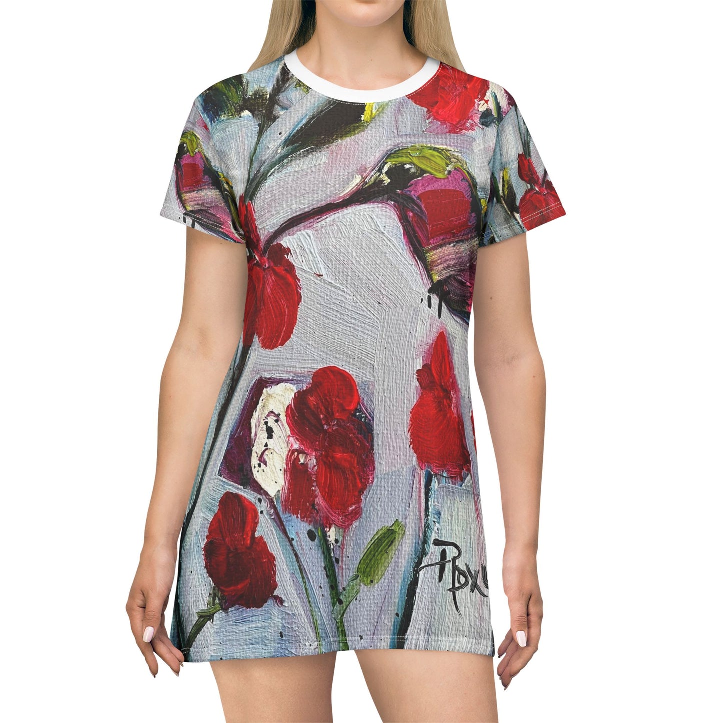 T-Shirt Dress -Hotlips Hummingbird