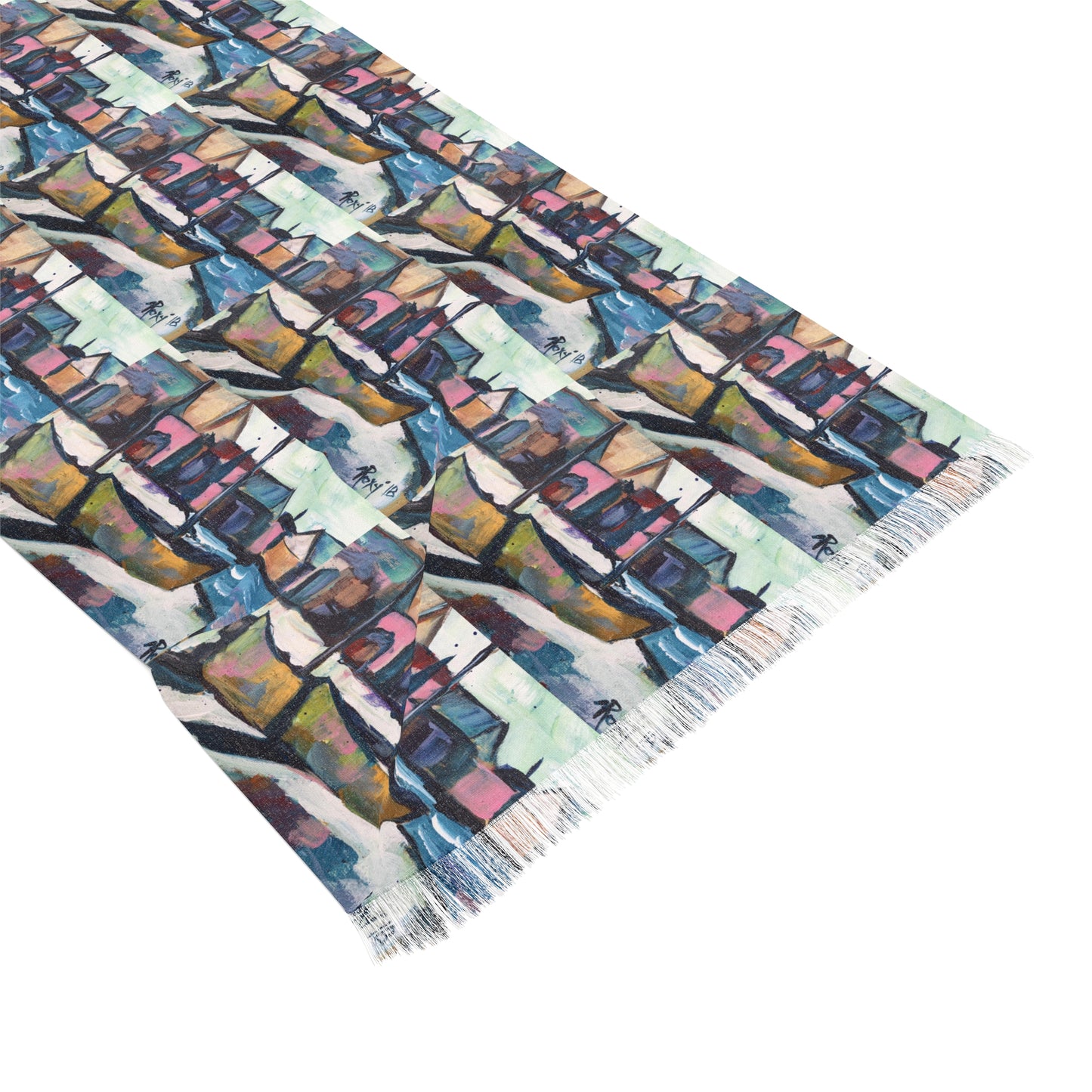 Colorful Scarf — Artistic Lightweight Neck Wrap- Wharf Boats