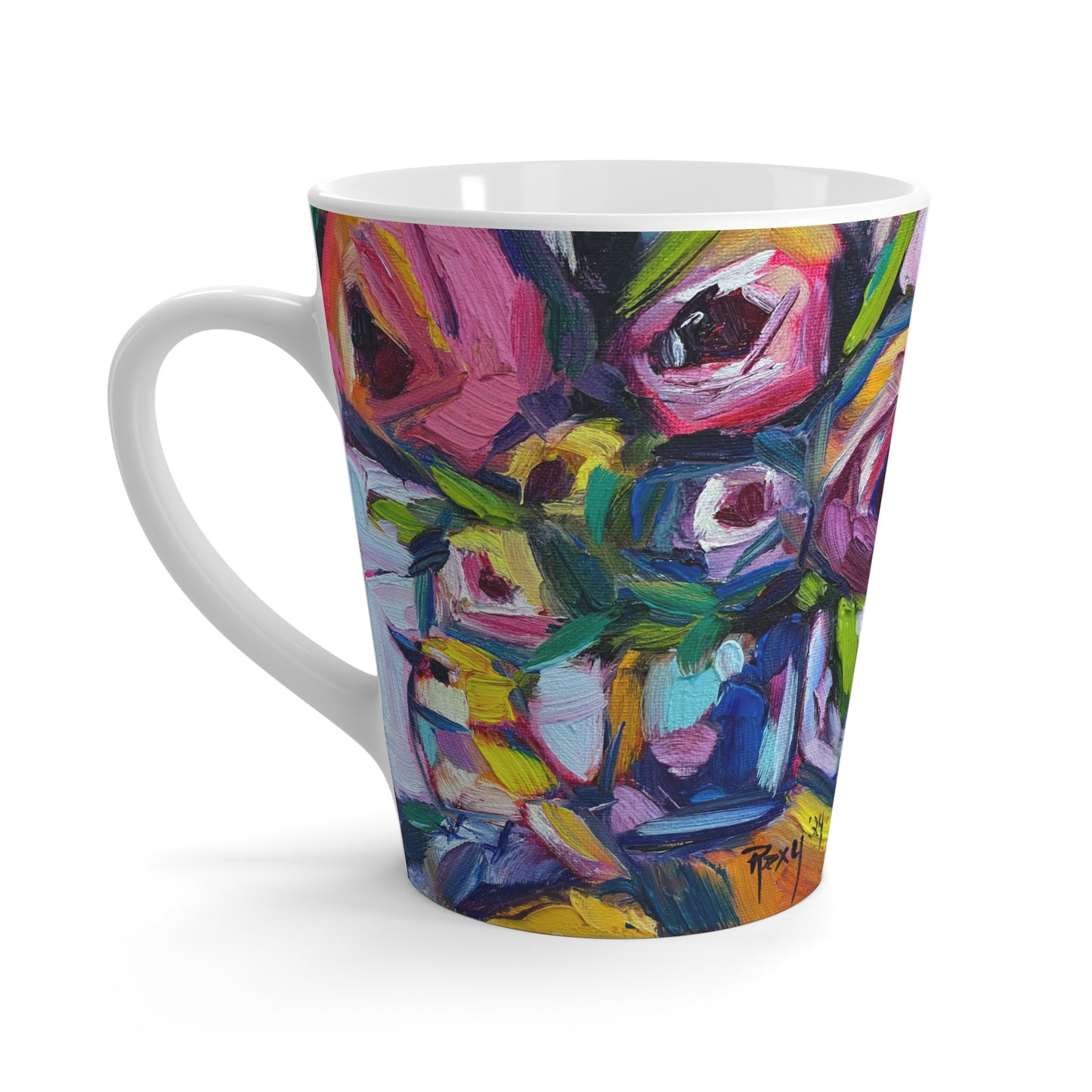 Mug - Good Morning Abstract Roses and Tit Bird-Made in and Ships from USA