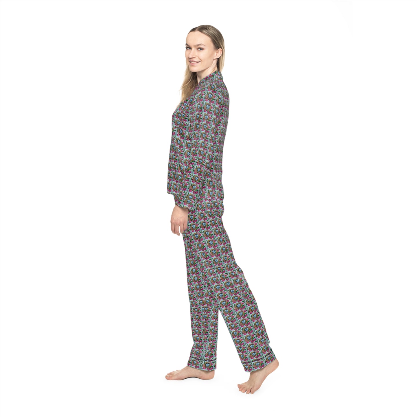 Satin Pajamas — Luxurious Silky Sleepwear Set-Robins Nest with Eggs