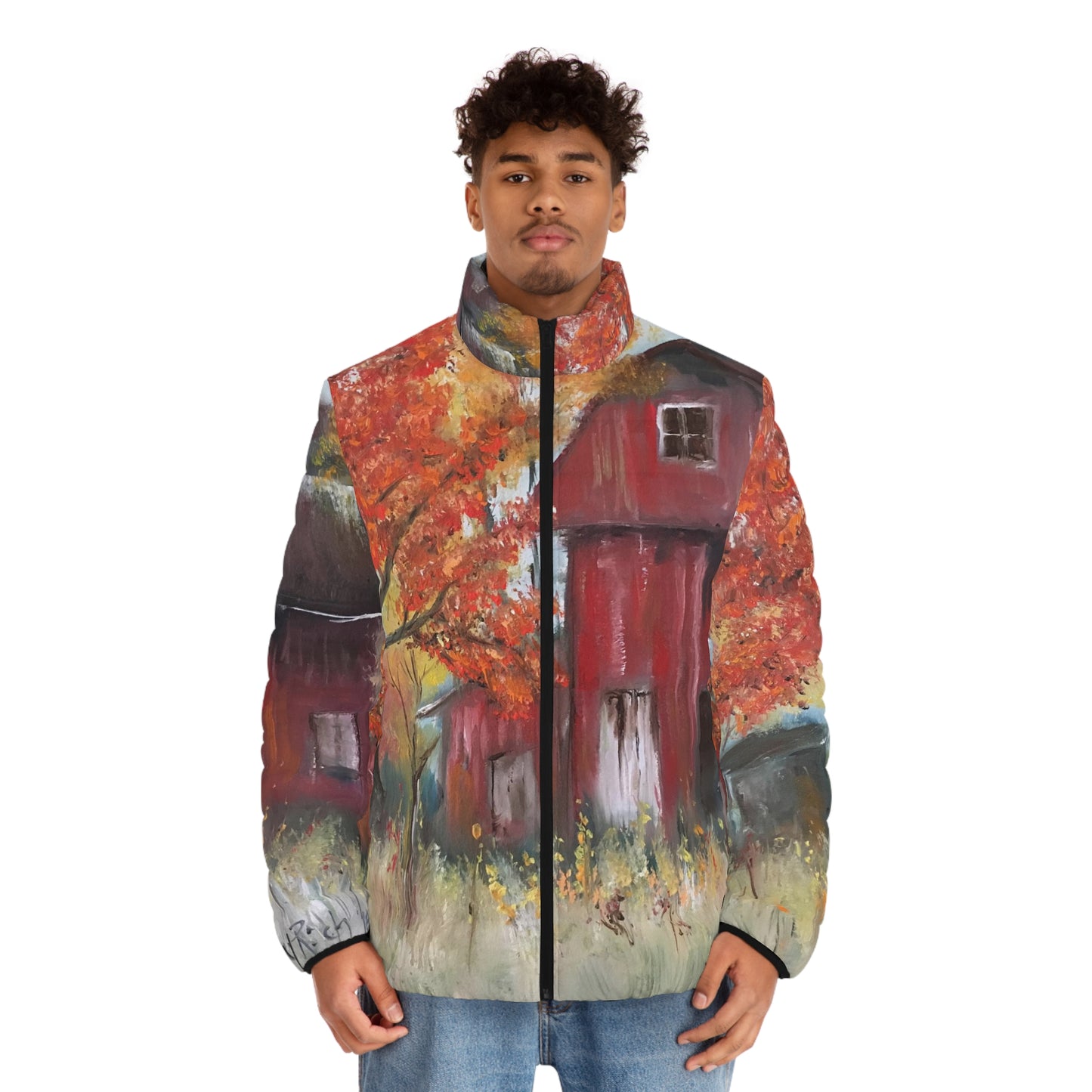 Men's Puffer Jacket - Roxy Rich Art-Abandoned Barn