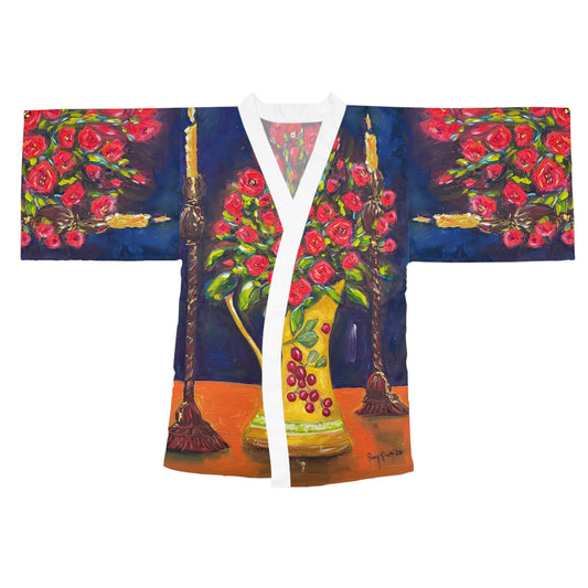 Kimono Robe-Candlelit Corals — Romantic  Gift for Her