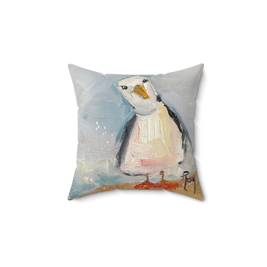 Inquisitive Seagull Indoor Spun Polyester Square Pillow