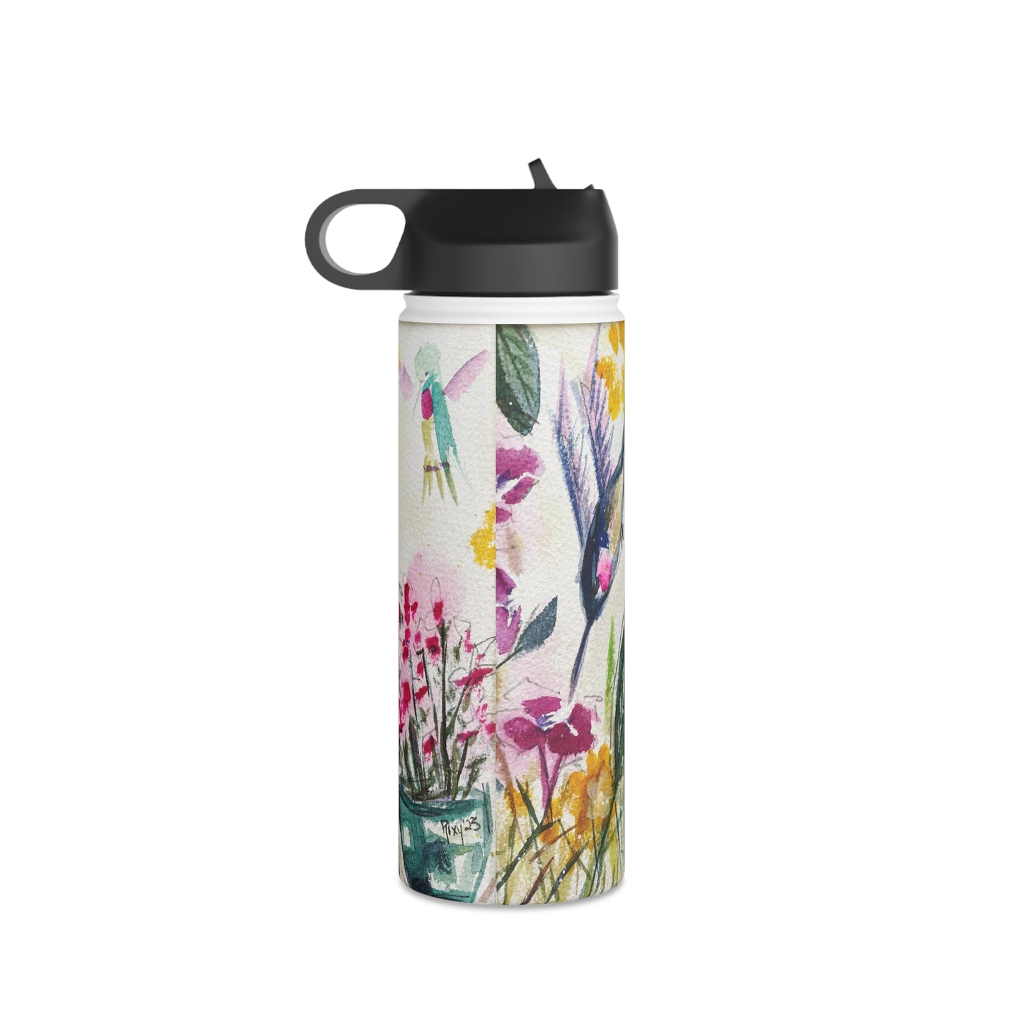 Zoom!  Whimsical Hummingbird- Stainless Steel Water Bottle, Standard Lid
