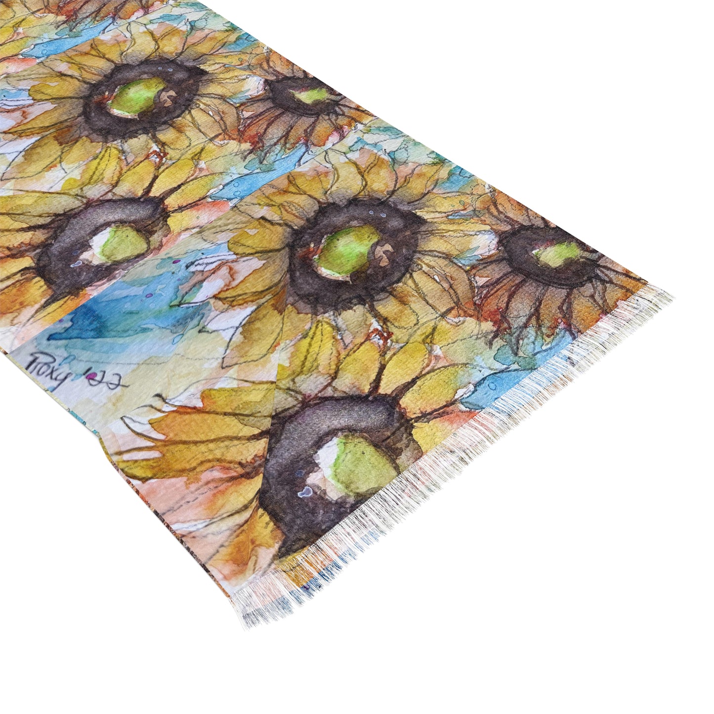 Colorful Scarf — Artistic Lightweight Neck Wrap- Sunflowers
