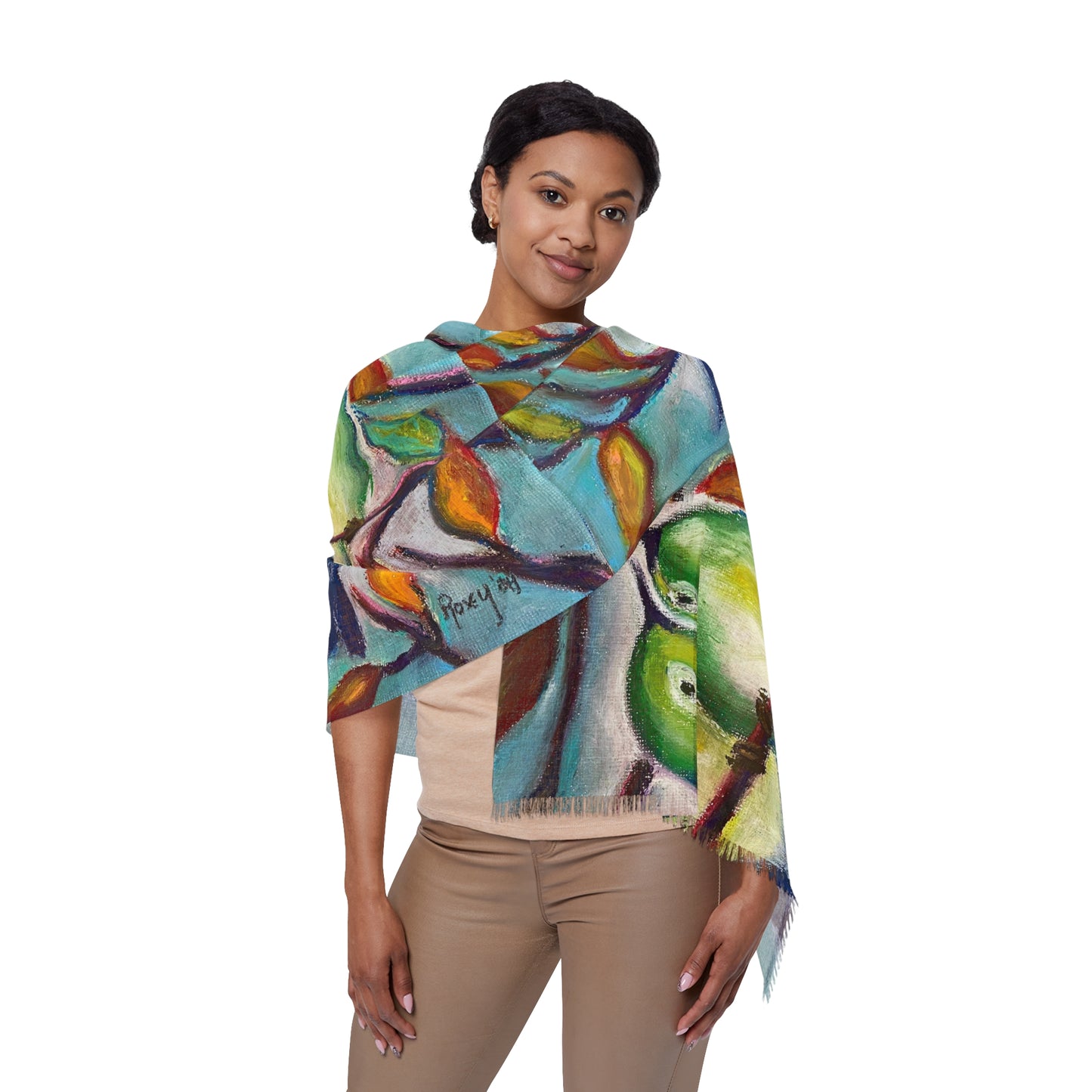 Colorful Scarf — Artistic Lightweight Neck Wrap- Cuddling Warblers