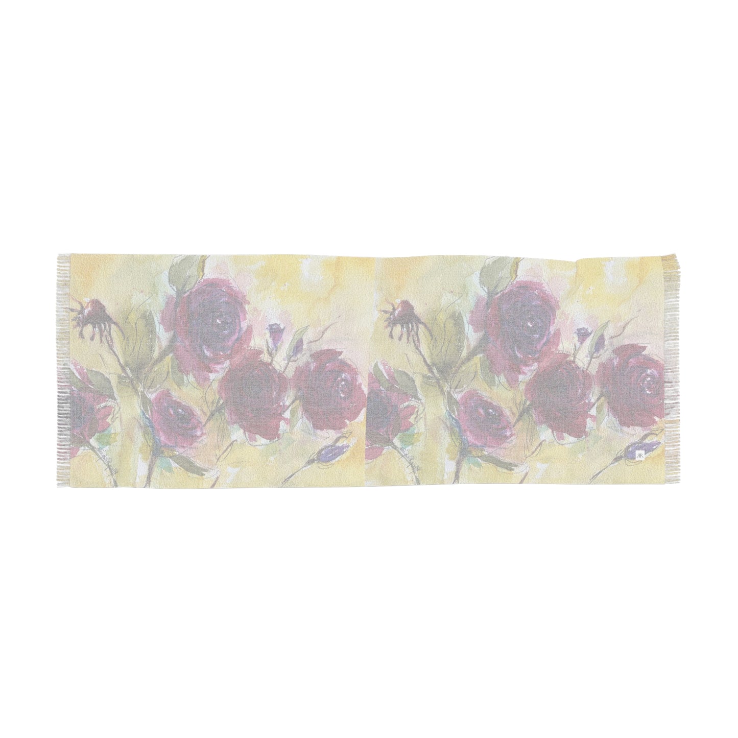 Colorful Scarf — Artistic Lightweight Neck Wrap- Fluffy Red Roses