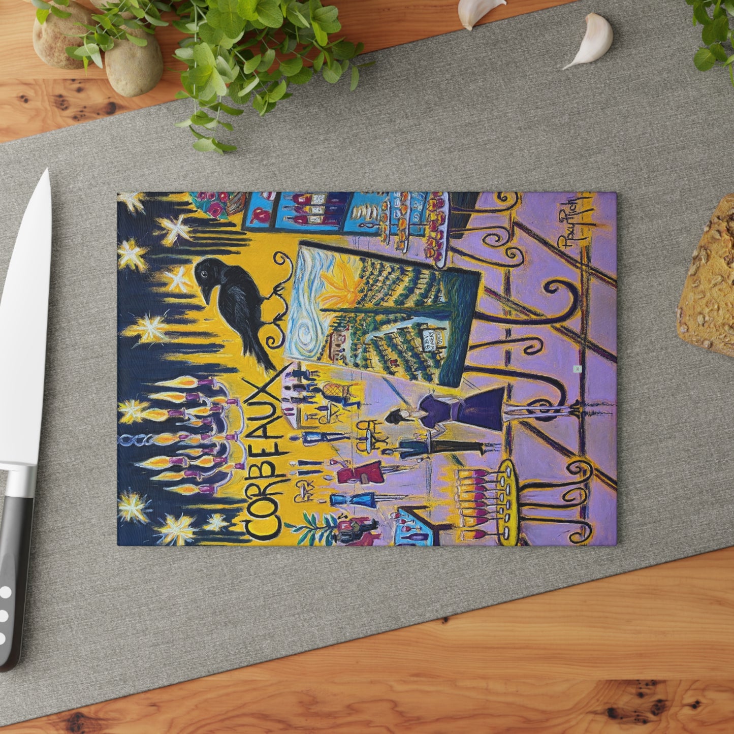 Glass Cutting Board-Corbeaux-Wine and Art After Dark