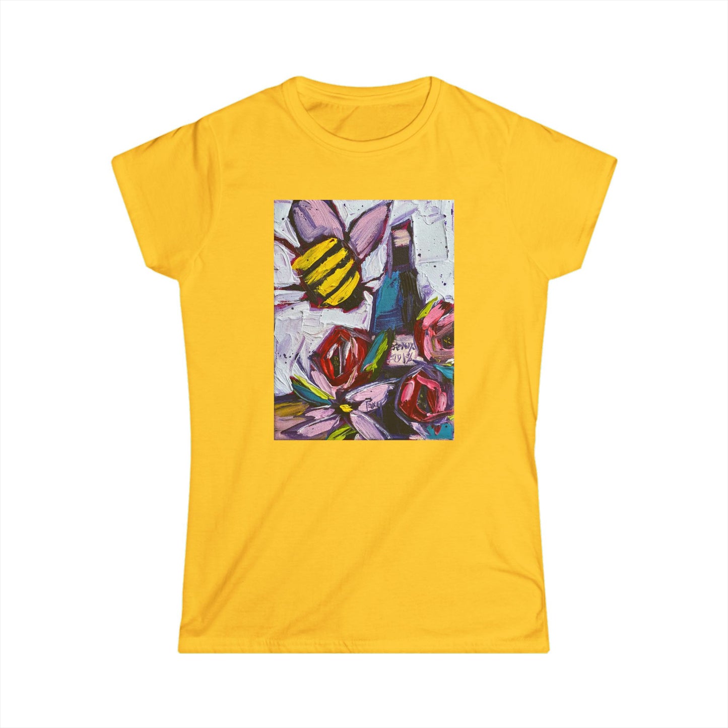 Bee Happy Women's Softstyle  Semi-Fitted Tee