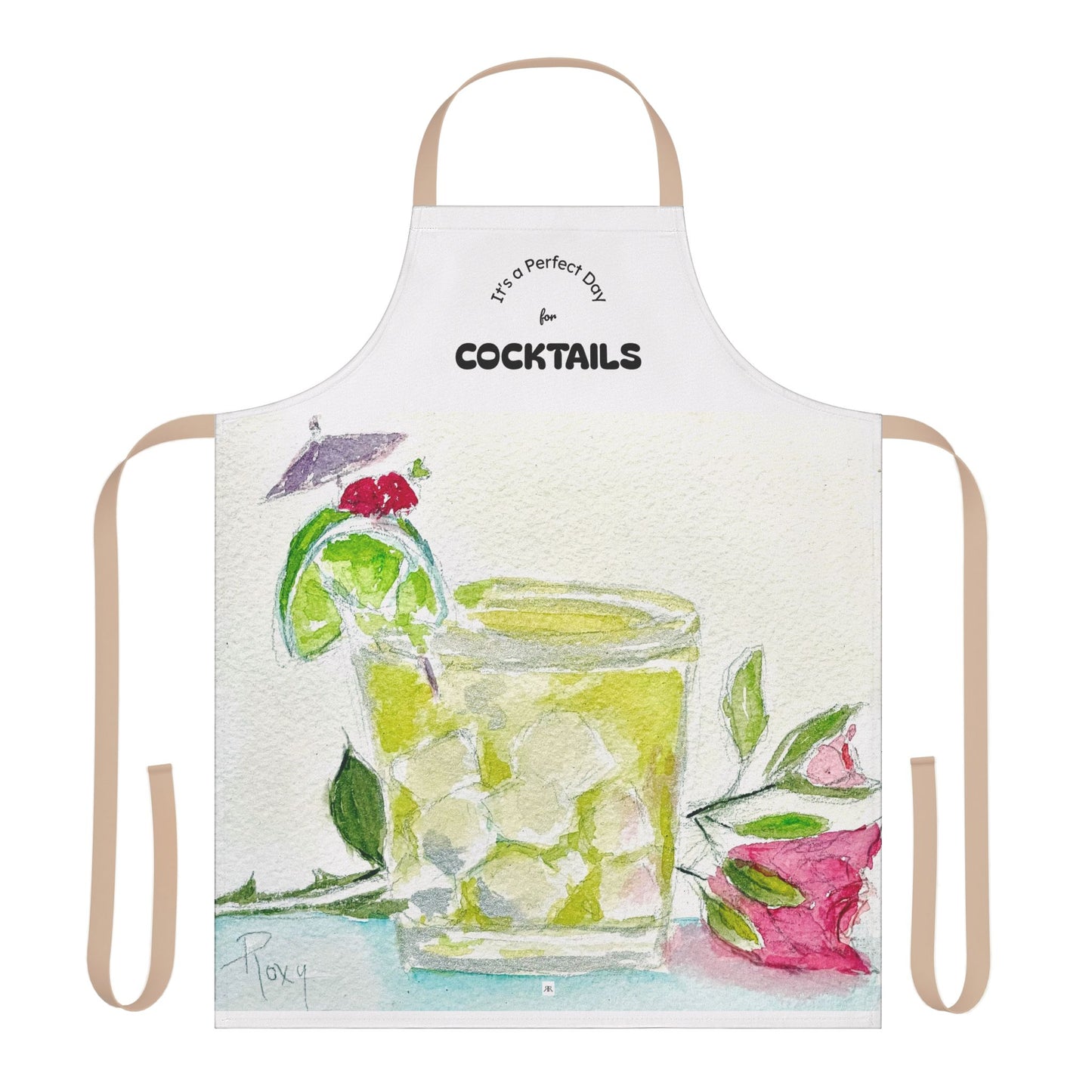 A Perfect Day for Cocktails- Art Apron — "Choose Your Straps"