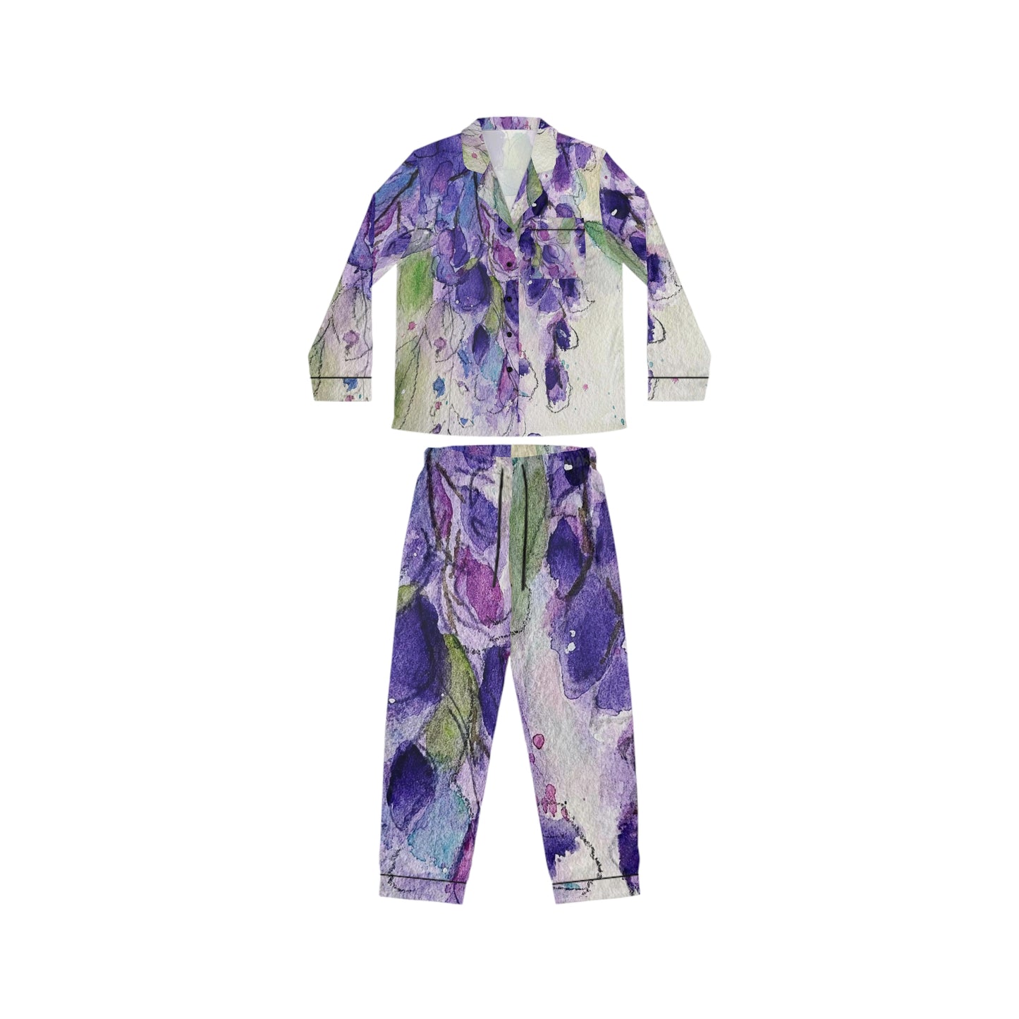 Satin Pajamas - Purple Wisteria Floral Print