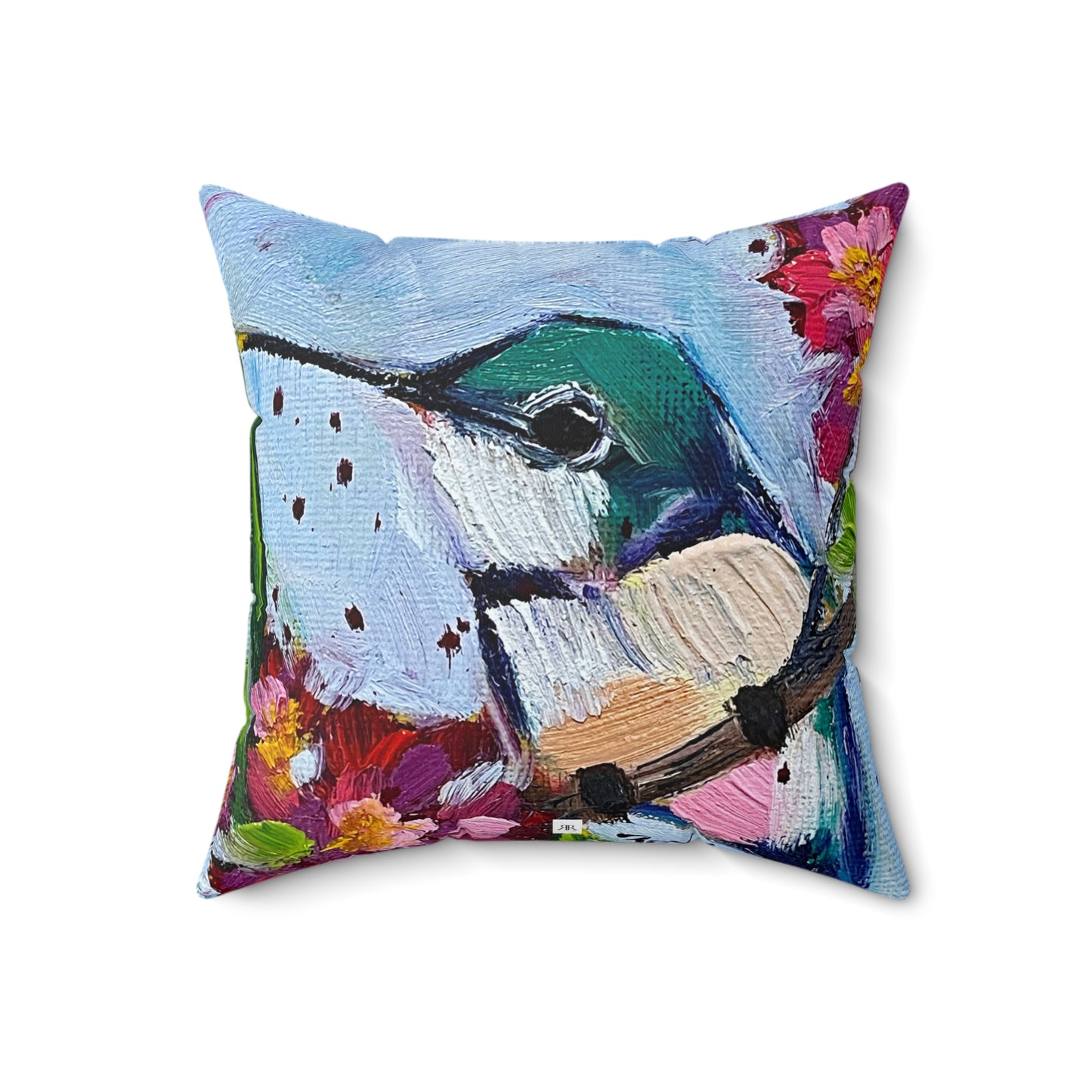 Curious Little Hummingbird Indoor Spun Polyester Square Pillow