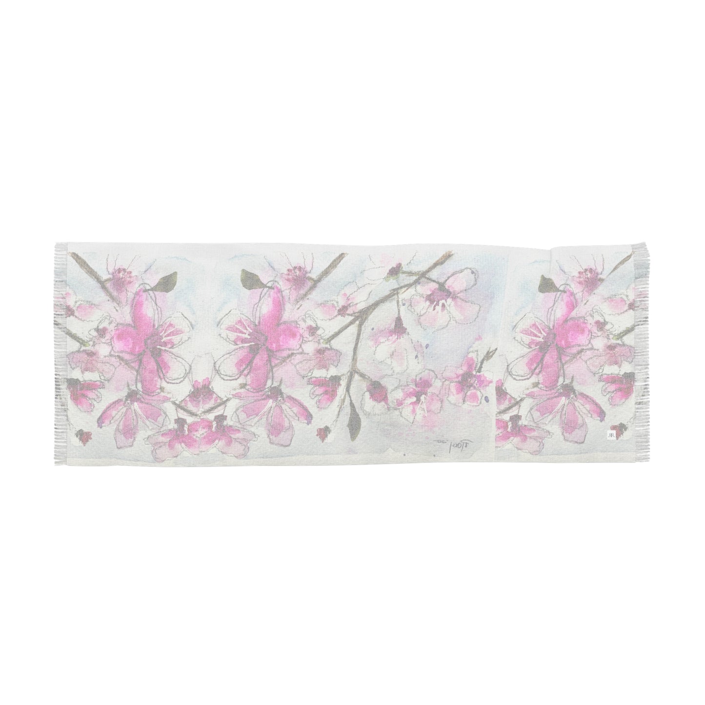 Colorful Scarf — Artistic Lightweight Neck Wrap- Cherry Blossoms