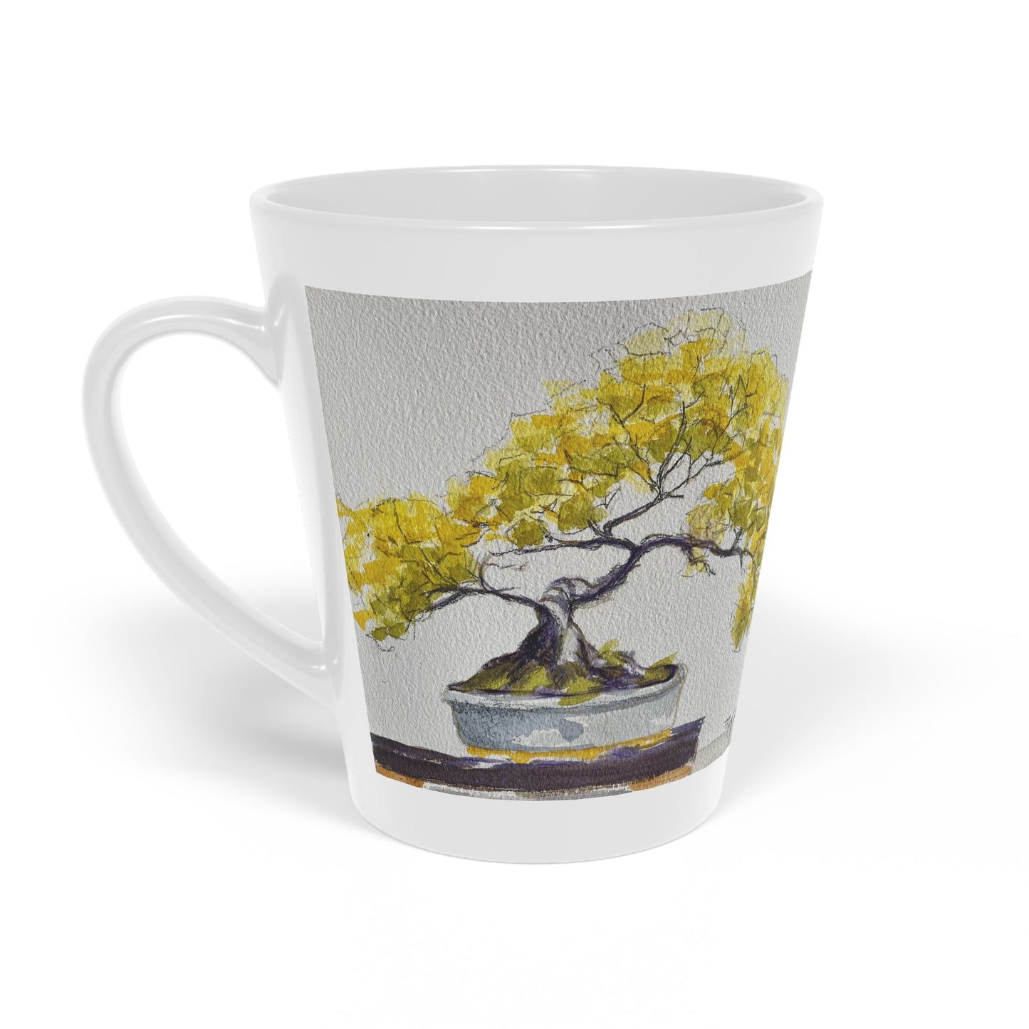 Yellow Bonsai Latte Mug, 12oz