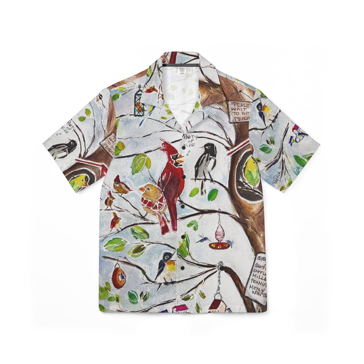 Men's Hawaiian Camp Shirt -Party of Five-Cardinals at Bird Restaurant