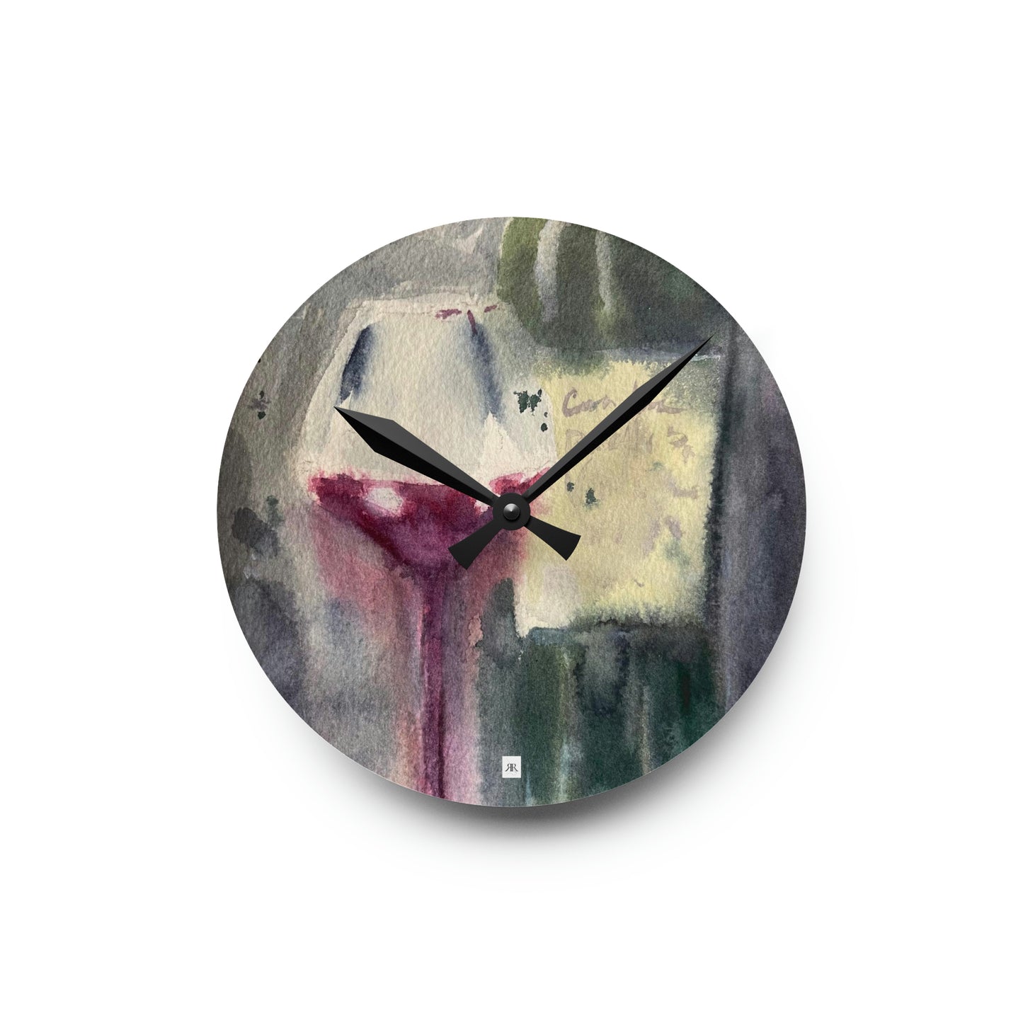 Horloge murale en acrylique bouteille de vin et verre