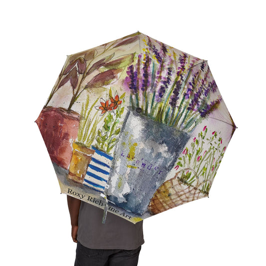 Umbrella-  Lavender in a Silver Bucket