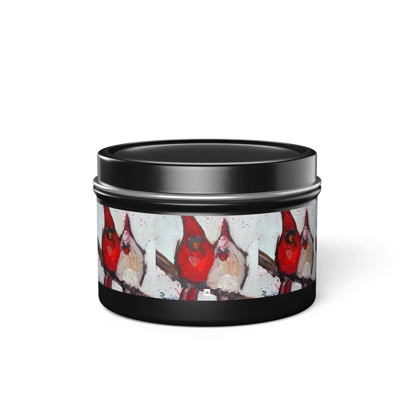 Cute Couple Cardinals Tin Candle