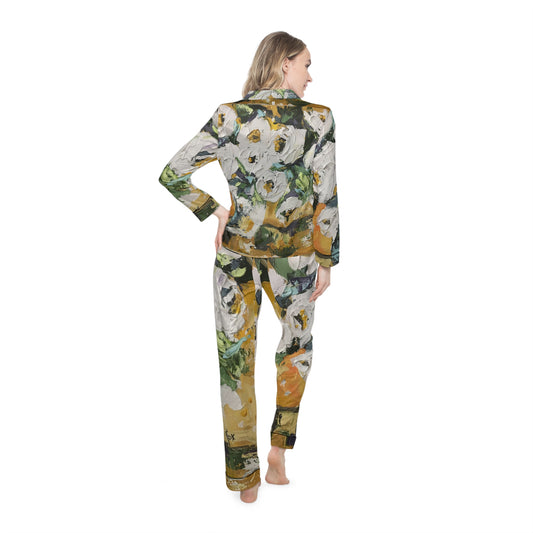 Satin Pajamas - Shabby Roses in Gold
