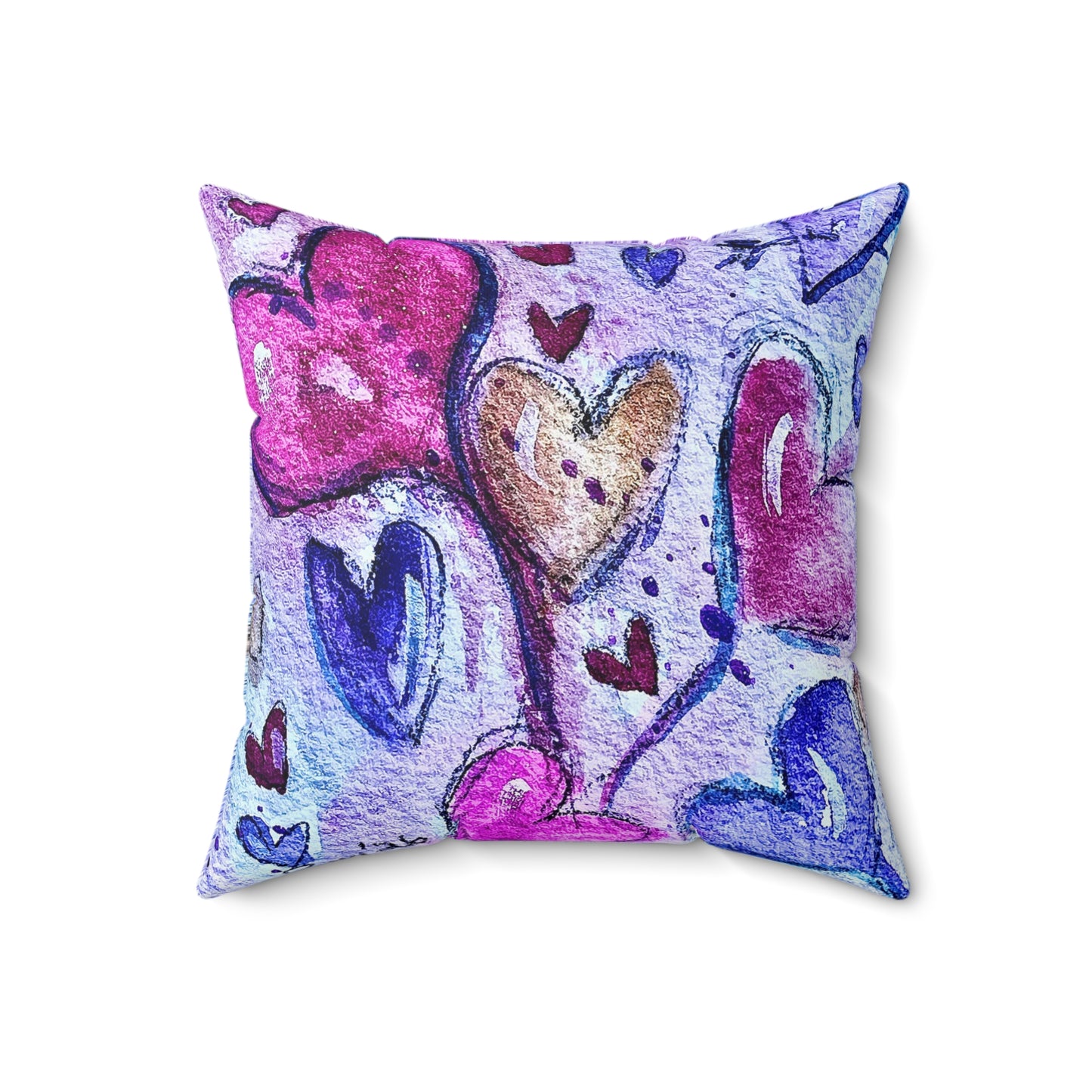 Valentine Floating Purple Hearts Throw Pillow — Romantic Heart Accent Pillow